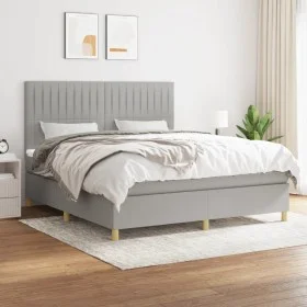 Cama box spring con colchón tela gris claro 180x200 cm de vidaXL, Camas y somieres - Ref: Foro24-3142513, Precio: 591,56 €, D...