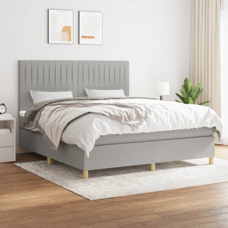 Cama box spring con colchón tela gris claro 180x200 cm de vidaXL, Camas y somieres - Ref: Foro24-3142513, Precio: 624,61 €, D...