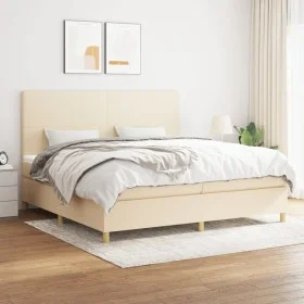 Cama box spring con colchón tela color crema 200x200 cm de vidaXL, Camas y somieres - Ref: Foro24-3142206, Precio: 623,50 €, ...