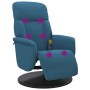 Sillón reclinable de masaje con reposapiés terciopelo azul en Sillones | Comprar online en Foru.es