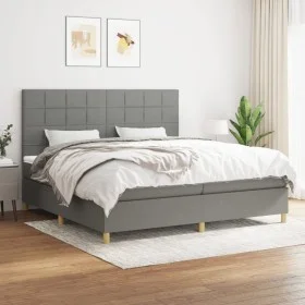 Cama box spring con colchón tela gris oscuro 200x200 cm de vidaXL, Camas y somieres - Ref: Foro24-3142362, Precio: 629,37 €, ...