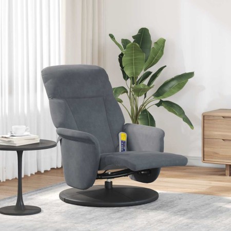 Sillón reclinable masaje con reposapiés terciopelo gris oscuro en Sillones | Comprar online en Foru.es