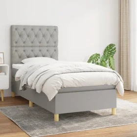 Cama box spring con colchón tela gris claro 80x200 cm de vidaXL, Camas y somieres - Ref: Foro24-3142529, Precio: 334,01 €, De...