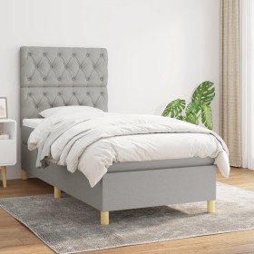 Cama box spring con colchón tela gris claro 80x200 cm de vidaXL, Camas y somieres - Ref: Foro24-3142529, Precio: 322,16 €, De...