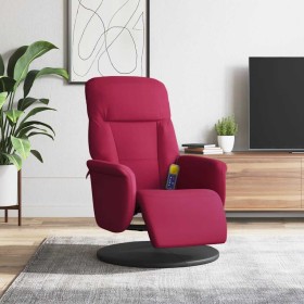 Sillón reclinable masaje con reposapiés terciopelo rojo tinto en Sillones | Comprar online en Foru.es