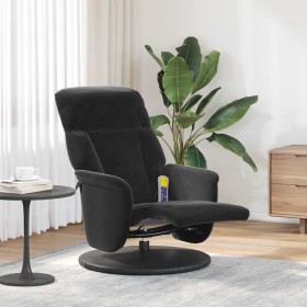 Sillón reclinable de masaje con reposapiés terciopelo negro en Sillones | Comprar online en Foru.es