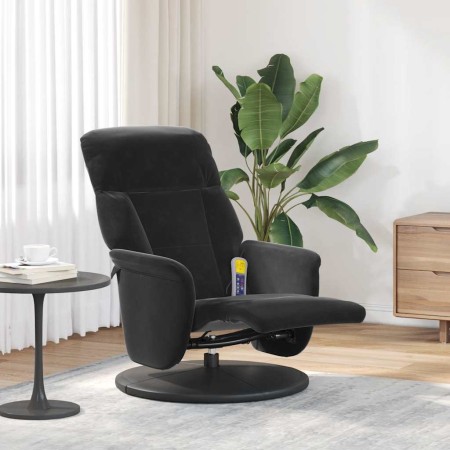 Sillón reclinable de masaje con reposapiés terciopelo negro en Sillones | Comprar online en Foru.es