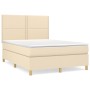 Cama box spring con colchón tela color crema 140x200 cm de vidaXL, Camas y somieres - Ref: Foro24-3142262, Precio: 491,97 €, ...