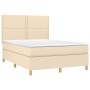 Cama box spring con colchón tela color crema 140x200 cm de vidaXL, Camas y somieres - Ref: Foro24-3142262, Precio: 491,97 €, ...