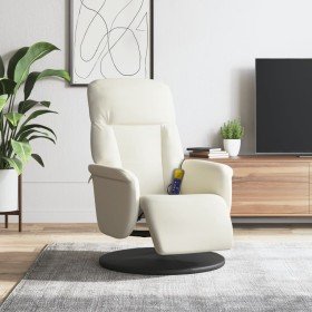 Sillón reclinable masaje con reposapiés terciopelo color crema en Sillones | Comprar online en Foru.es