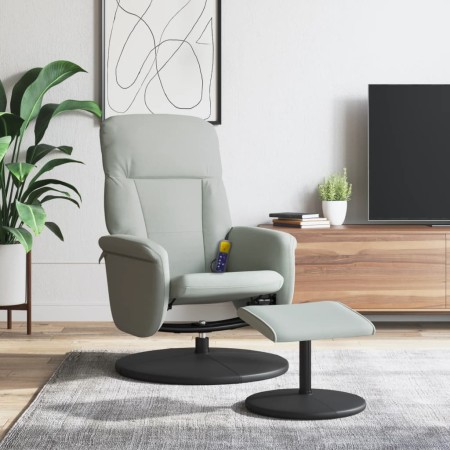 Sillón reclinable masaje con reposapiés terciopelo gris claro en Sillones | Comprar online en Foru.es