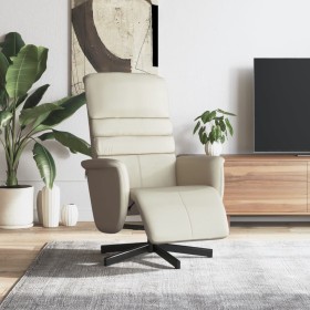 Sillón reclinable con reposapiés cuero sintético color crema en Sillones | Comprar online en Foru.es