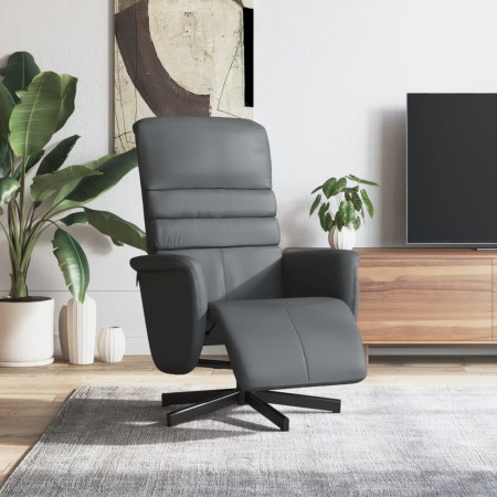 Sillón reclinable con reposapiés cuero sintético gris en Sillones | Comprar online en Foru.es