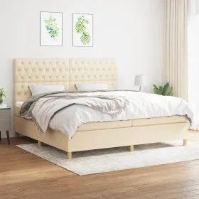 Cama box spring con colchón tela color crema 200x200 cm de vidaXL, Camas y somieres - Ref: Foro24-3142606, Precio: 637,13 €, ...