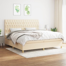 Cama box spring con colchón tela color crema 200x200 cm de vidaXL, Camas y somieres - Ref: Foro24-3142606, Precio: 644,22 €, ...