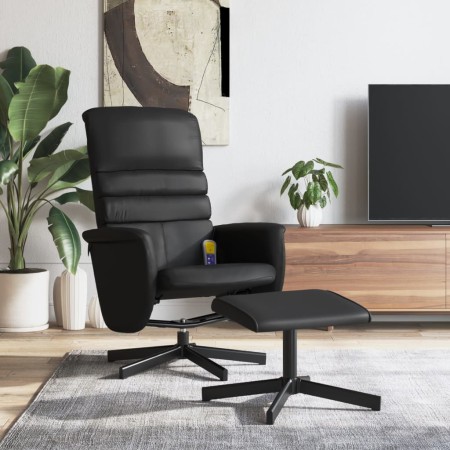 Sillón reclinable masaje con reposapiés cuero sintético negro en Sillones | Comprar online en Foru.es