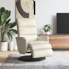 Sillón reclinable con reposapiés cuero sintético color crema en Sillones | Comprar online en Foru.es
