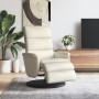 Sillón reclinable con reposapiés cuero sintético color crema en Sillones | Comprar online en Foru.es