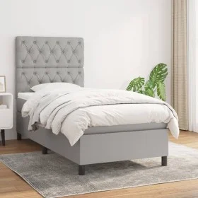 Cama box spring con colchón tela gris claro 80x200 cm de vidaXL, Camas y somieres - Ref: Foro24-3141969, Precio: 314,19 €, De...