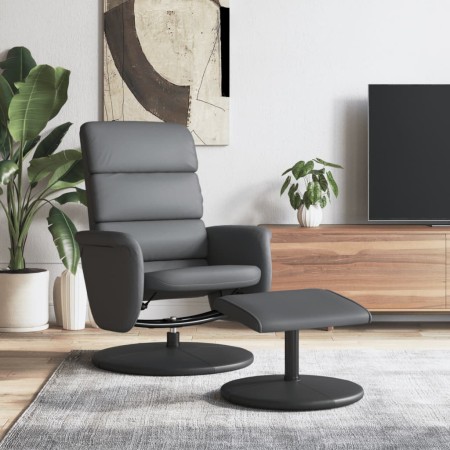 Sillón reclinable con reposapiés cuero sintético gris en Sillones | Comprar online en Foru.es