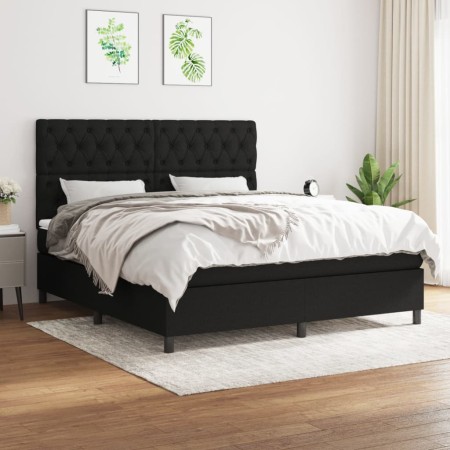 Cama box spring con colchón tela negro 160x200 cm de vidaXL, Camas y somieres - Ref: Foro24-3142027, Precio: 602,58 €, Descue...