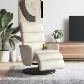 Sillón reclinable masaje con reposapiés cuero sintético crema en Sillones | Comprar online en Foru.es