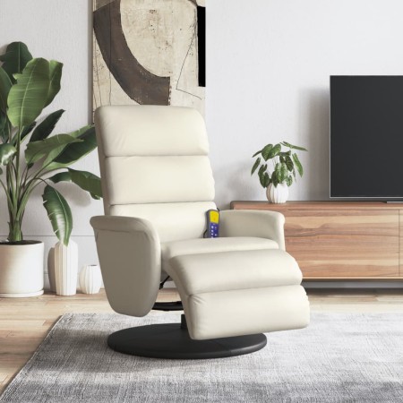 Sillón reclinable masaje con reposapiés cuero sintético crema en Sillones | Comprar online en Foru.es