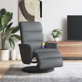 Sillón reclinable de masaje con reposapiés cuero sintético gris en Sillones | Comprar online en Foru.es