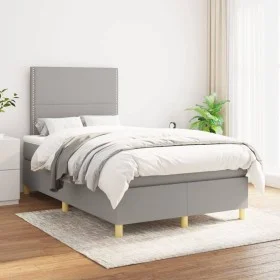 Cama box spring con colchón tela gris claro 120x200 cm de vidaXL, Camas y somieres - Ref: Foro24-3142241, Precio: 405,75 €, D...