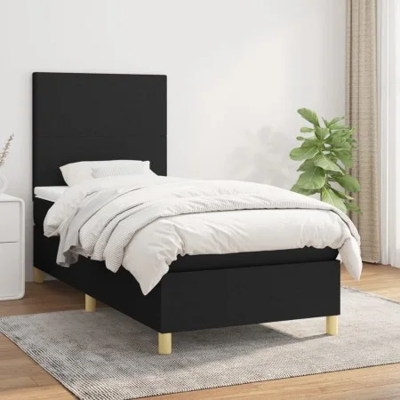 Box spring bed with black fabric mattress 90x190 cm by vidaXL, Beds and slatted bases - Ref: Foro24-3142139, Price: 288,71 €,...