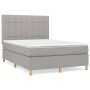 Cama box spring con colchón tela gris claro 140x190 cm de vidaXL, Camas y somieres - Ref: Foro24-3142329, Precio: 513,27 €, D...