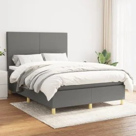 Box spring bed with dark gray fabric mattress 140x190 cm by vidaXL, Beds and slatted bases - Ref: Foro24-3142170, Price: 540,...