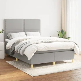 Cama box spring con colchón tela gris claro 140x190 cm de vidaXL, Camas y somieres - Ref: Foro24-3142249, Precio: 497,09 €, D...