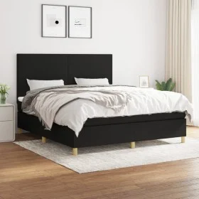 Cama box spring con colchón tela negro 180x200 cm de vidaXL, Camas y somieres - Ref: Foro24-3142195, Precio: 668,21 €, Descue...