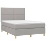 Cama box spring con colchón tela gris claro 140x200 cm de vidaXL, Camas y somieres - Ref: Foro24-3142257, Precio: 477,25 €, D...