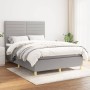 Cama box spring con colchón tela gris claro 140x190 cm de vidaXL, Camas y somieres - Ref: Foro24-3142409, Precio: 514,01 €, D...