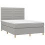 Cama box spring con colchón tela gris claro 140x190 cm de vidaXL, Camas y somieres - Ref: Foro24-3142409, Precio: 514,01 €, D...