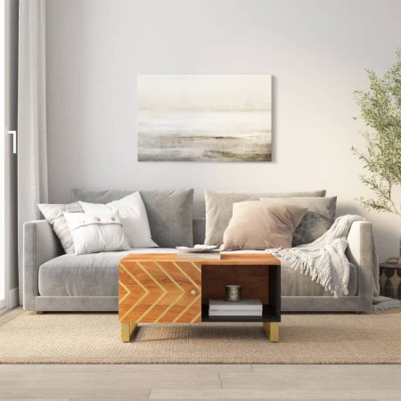 Mesa de centro madera maciza de mango negro marrón 80x50x40 cm en Mesas de centro | Comprar online en Foru.es