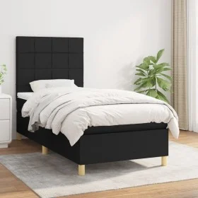 Box spring bed with black fabric mattress 90x200 cm by vidaXL, Beds and slatted bases - Ref: Foro24-3142307, Price: 299,79 €,...