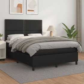Cama box spring con colchón cuero sintético negro 140x200cm de vidaXL, Camas y somieres - Ref: Foro24-3142785, Precio: 479,17...
