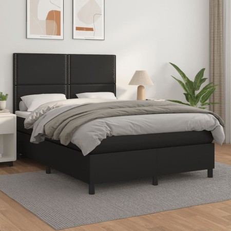 Cama box spring con colchón cuero sintético negro 140x200cm de vidaXL, Camas y somieres - Ref: Foro24-3142785, Precio: 479,17...