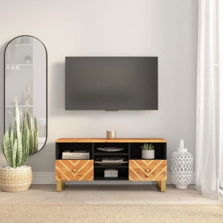 Mueble de TV madera maciza mango marrón y negro 100x33,5x46 cm en Muebles TV | Comprar online en Foru.es