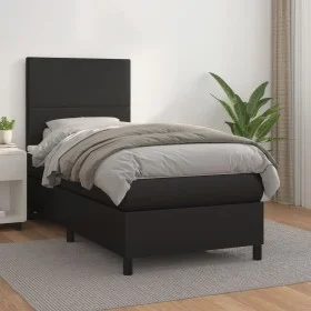 Cama box spring con colchón cuero sintético negro 90x190 cm de vidaXL, Camas y somieres - Ref: Foro24-3142701, Precio: 321,17...