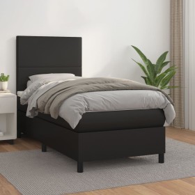 Cama box spring con colchón cuero sintético negro 90x190 cm de vidaXL, Camas y somieres - Ref: Foro24-3142701, Precio: 329,41...
