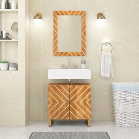 Espejo de baño madera maciza mango marrón y cristal 50x70x3 cm en Espejos | Comprar online en Foru.es