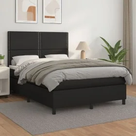 Cama box spring con colchón cuero sintético negro 140x190 cm de vidaXL, Camas y somieres - Ref: Foro24-3142779, Precio: 484,2...