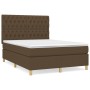 Cama box spring con colchón tela marrón oscuro 140x200 cm de vidaXL, Camas y somieres - Ref: Foro24-3142580, Precio: 526,76 €...