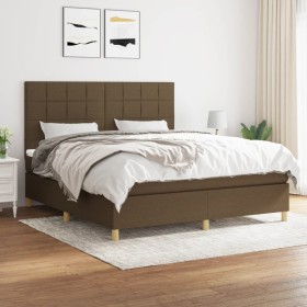 Cama box spring con colchón tela marrón oscuro 180x200 cm de vidaXL, Camas y somieres - Ref: Foro24-3142356, Precio: 610,00 €...