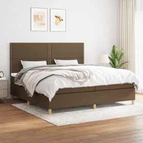 Cama box spring con colchón tela marrón oscuro 200x200 cm de vidaXL, Camas y somieres - Ref: Foro24-3142284, Precio: 626,03 €...