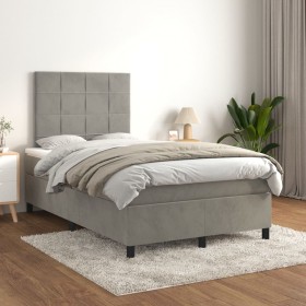 Cama box spring con colchón terciopelo gris claro 120x200 cm de vidaXL, Camas y somieres - Ref: Foro24-3143013, Precio: 417,1...